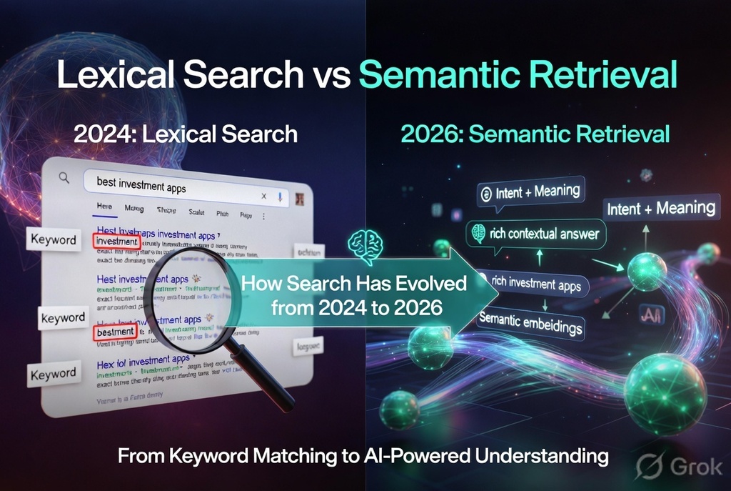 Comparison of Lexical Search vs Semantic Retrieval